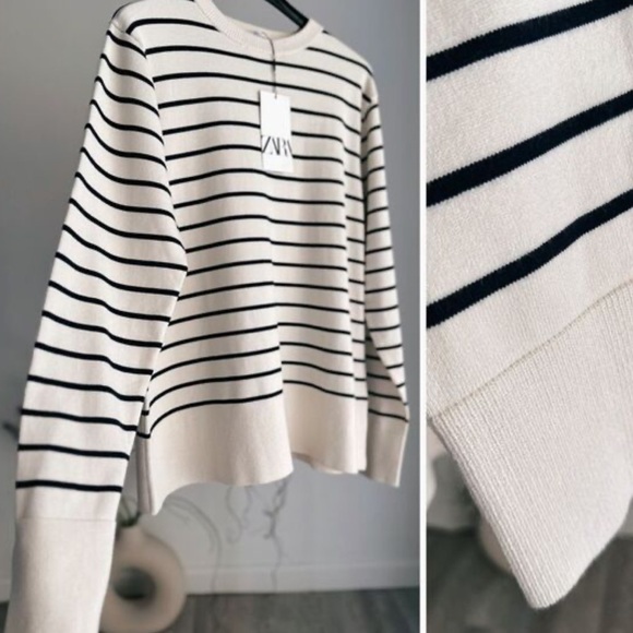 Zara Women's Striped Sweater - Black and White - Picture 1 of 3